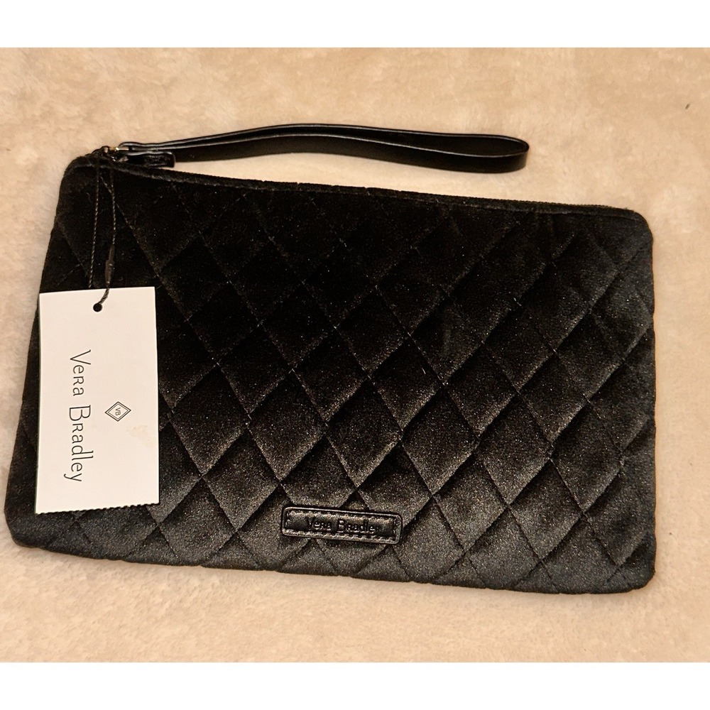 Vera Bradley Quilted Black Wristlet Escapade‎ New With Tags 8 "